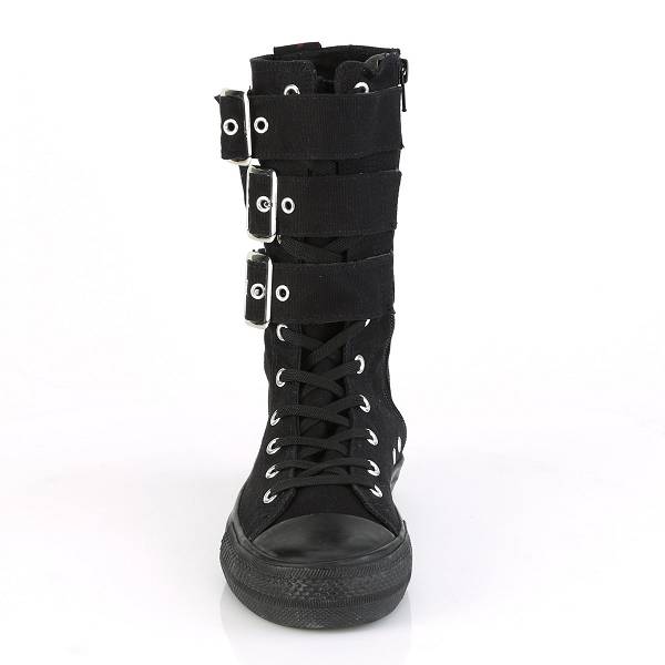 Demonia Deviant-202 Black Canvas Schuhe Herren D897-316 Gothic Hohe Sneakers Schwarz Deutschland SALE